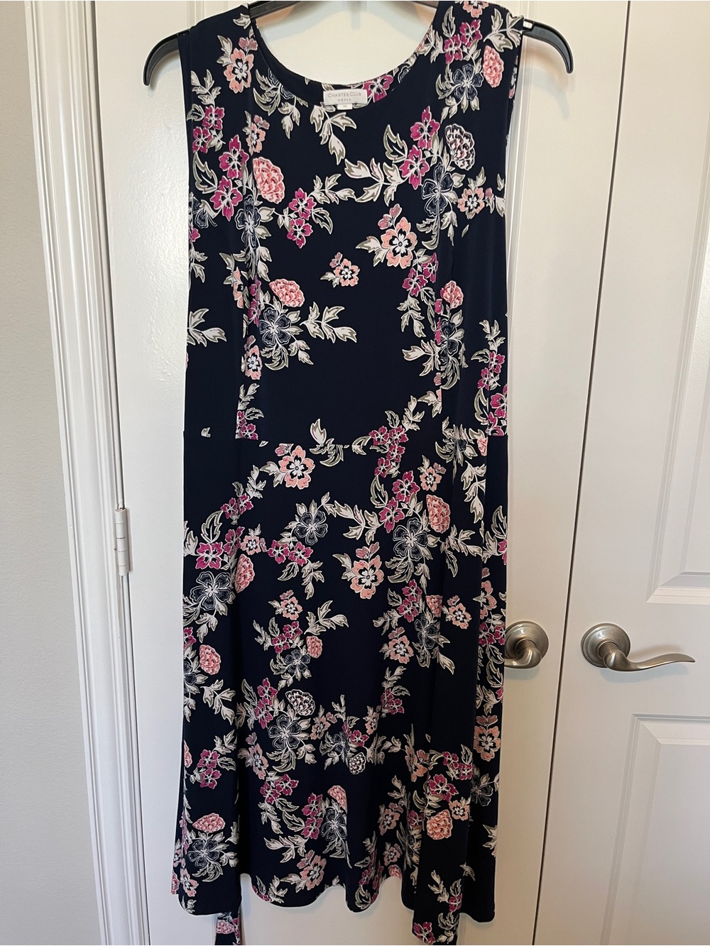 Charter Club Navy Floral Sleeveless Dress